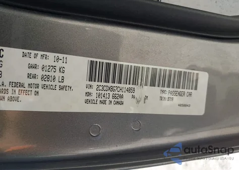 2012 Dodge Charger Se z USA, uszkodzony, nr VIN 2C3CDXBG7CH114859